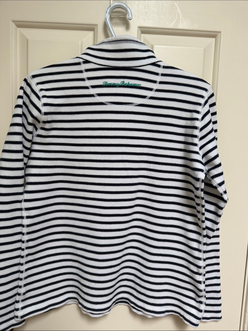 Tommy Bahama sz XS White navy striped half zip sweater - nautical & warm! - Picture 10 of 11